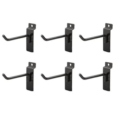 Ricki'S Rugs Easy Living Easy Wall Bag of Six 4 in. 45 Degree Black Metal Slatwall Hooks with Stabalizer & Double Hook Clips RI81011